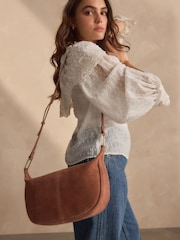 Rust Brown Suede Sling Bag - Image 2 of 8