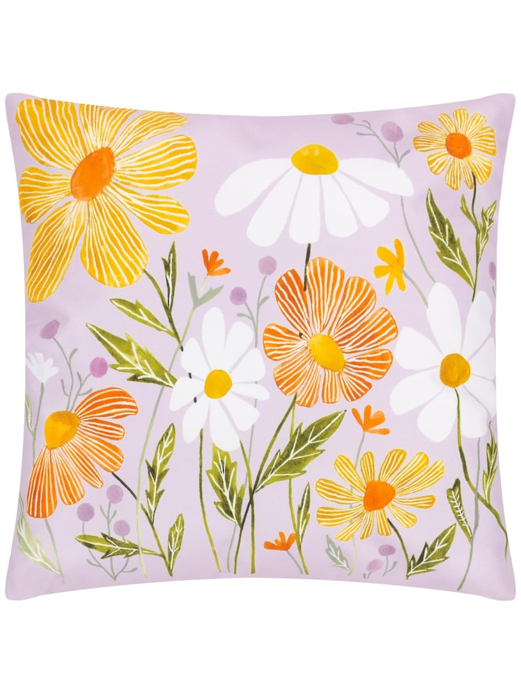 Wylder Lilac Peach Wildflowers Outdoor Cushion - Image 1 of 3