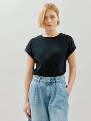 Negro - Albaray 100% Cotton Roll Back T-Shirt - Imagen 1 de 5