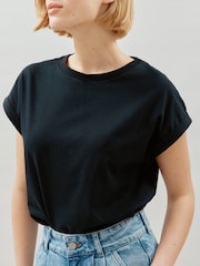 Negro - Albaray 100% Cotton Roll Back T-Shirt - Imagen 3 de 5