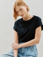 Negro - Albaray 100% Cotton Roll Back T-Shirt - Imagen 4 de 5