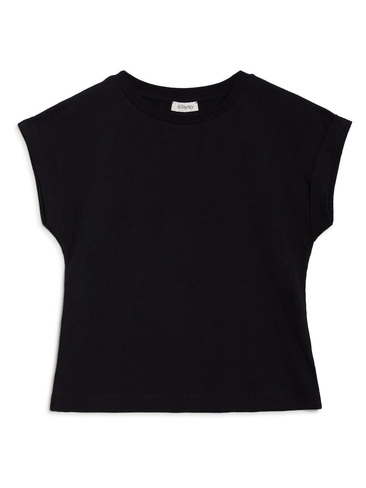 Negro - Albaray 100% Cotton Roll Back T-Shirt - Imagen 5 de 5