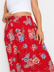 Yours Curve Red Red Floral Print Tulip Skirt - Image 4 of 5