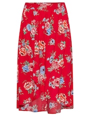 Yours Curve Red Red Floral Print Tulip Skirt - Image 5 of 5