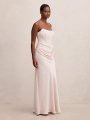 Forever New Pink Isra Petite Drape Strapless Maxi Dress - Image 2 of 4