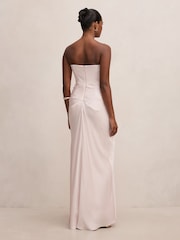 Forever New Pink Isra Petite Drape Strapless Maxi Dress - Image 3 of 4