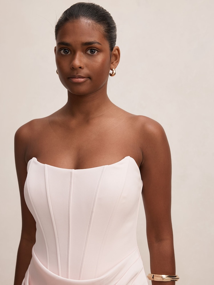 Forever New Pink Isra Petite Drape Strapless Maxi Dress - Image 4 of 4