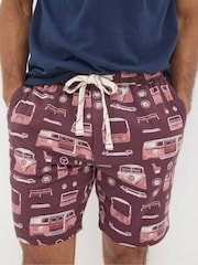 FatFace Dark Red VW Print PJ Shorts - Image 4 of 6