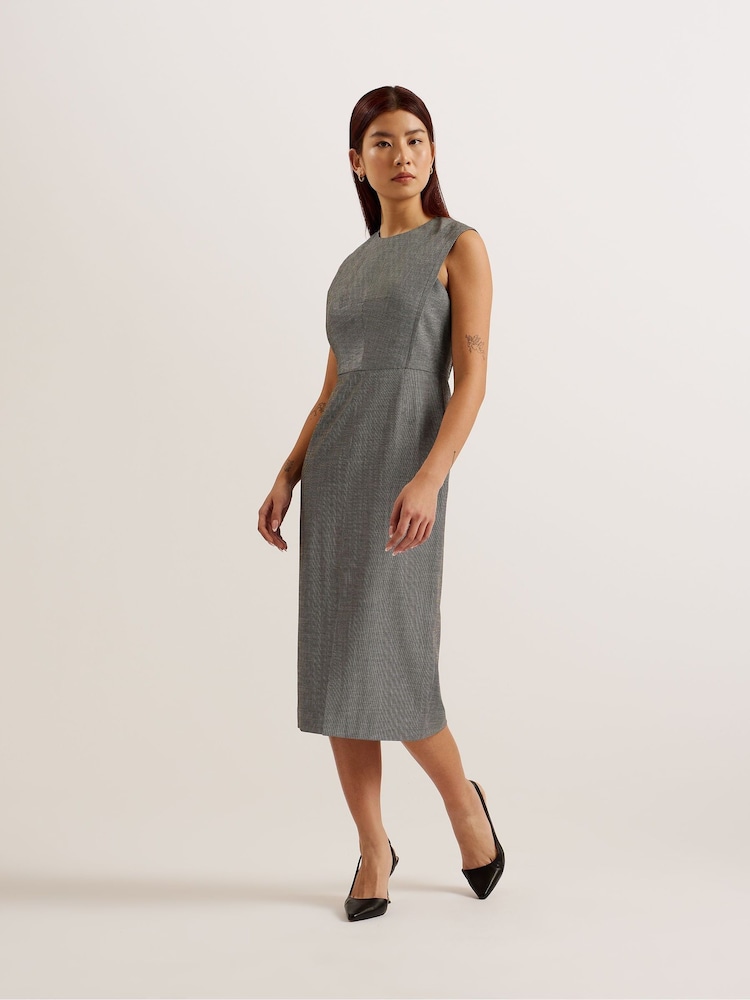Ted Baker Grey Yutakad Tailored Midi Dress With Front Split - Image 1 of 5