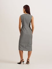 Ted Baker Grey Yutakad Tailored Midi Dress With Front Split - Image 3 of 5