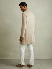 Reiss Oatmeal Herringbone Gable Wool Blend Single Breasted Epsom Overcoat - Image 7 of 8