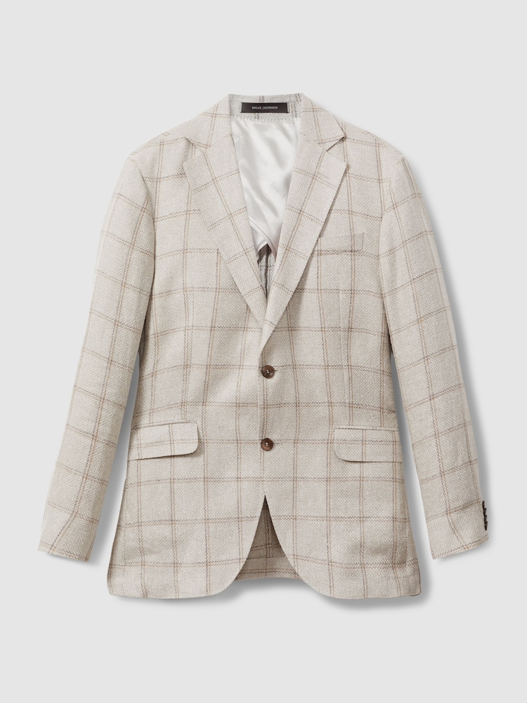 Oscar Jacobson Einreihiger, karierter Blazer aus Leinenmix - Bild 2 von 6 Oscar Jacobson Einreihiger, karierter Blazer aus Leinenmix - Bild 2 von 6