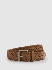 Reiss Stone Charlie Suede Woven Belt - Image 1 of 4