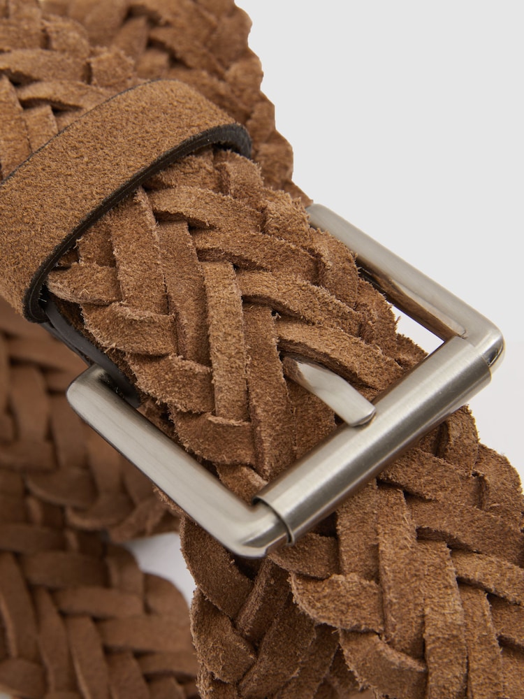 Reiss Stone Charlie Suede Woven Belt - Image 4 of 4