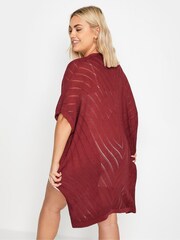 Yours Curve Red Cocoon Cardigan With Chevron Stripe - Image 3 of 5