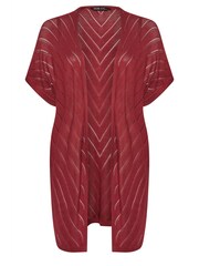 Yours Curve Red Cocoon Cardigan With Chevron Stripe - Image 5 of 5