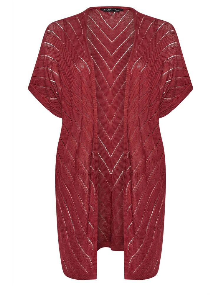 Yours Curve Red Cocoon Cardigan With Chevron Stripe - Image 5 of 5