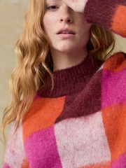 Pink Check Soft Touch Brushed Knit Jumper with Wool - Image 5 of 8