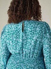 Live Unlimited Blue Curve Multi Ditsy Print Tiered Midaxi Dress - Image 2 of 5