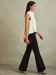 Reiss Ivory Simone Split Back Cowl Neck Top - Image 1 of 6