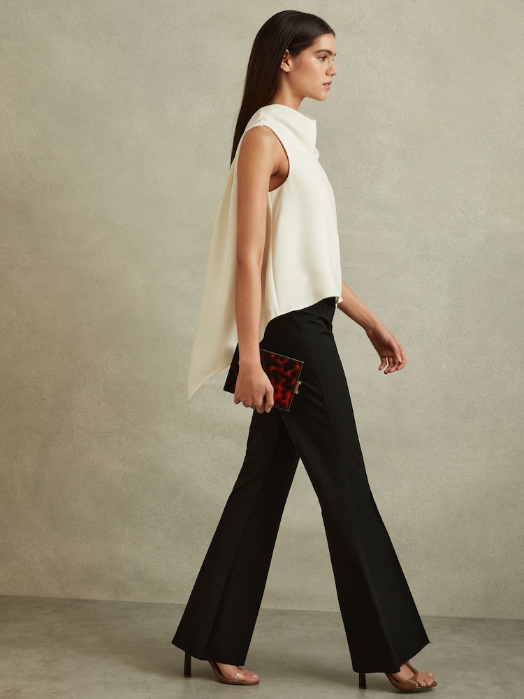 Reiss Ivory Simone Split Back Cowl Neck Top - Image 1 of 6