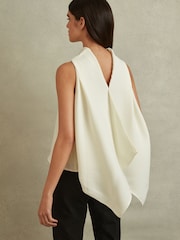 Reiss Ivory Simone Split Back Cowl Neck Top - Image 5 of 6