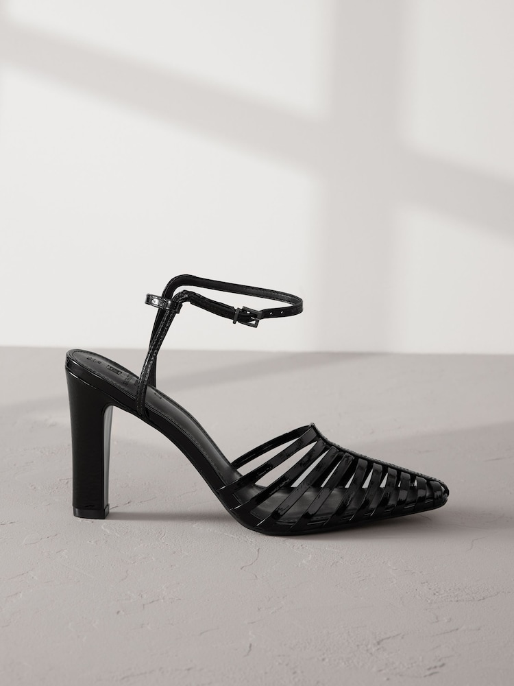 črna - Premium Leather Strappy čevlji z visoko peto - Slika 2 iz 6