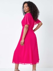 Roman Pink Shimmer Pleated Midi Dress - Image 3 of 5