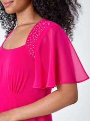 Roman Pink Shimmer Pleated Midi Dress - Image 5 of 5