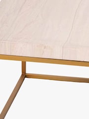 Pacific Mirrored Beige Granite and Gold Metal Square Coffee Table - Image 5 of 5