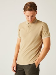 Бежевый - Regatta Mens Tadeo II 100% Cotton Polo Shirt - Image 1 of 7