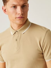 Бежевый - Regatta Mens Tadeo II 100% Cotton Polo Shirt - Image 4 of 7