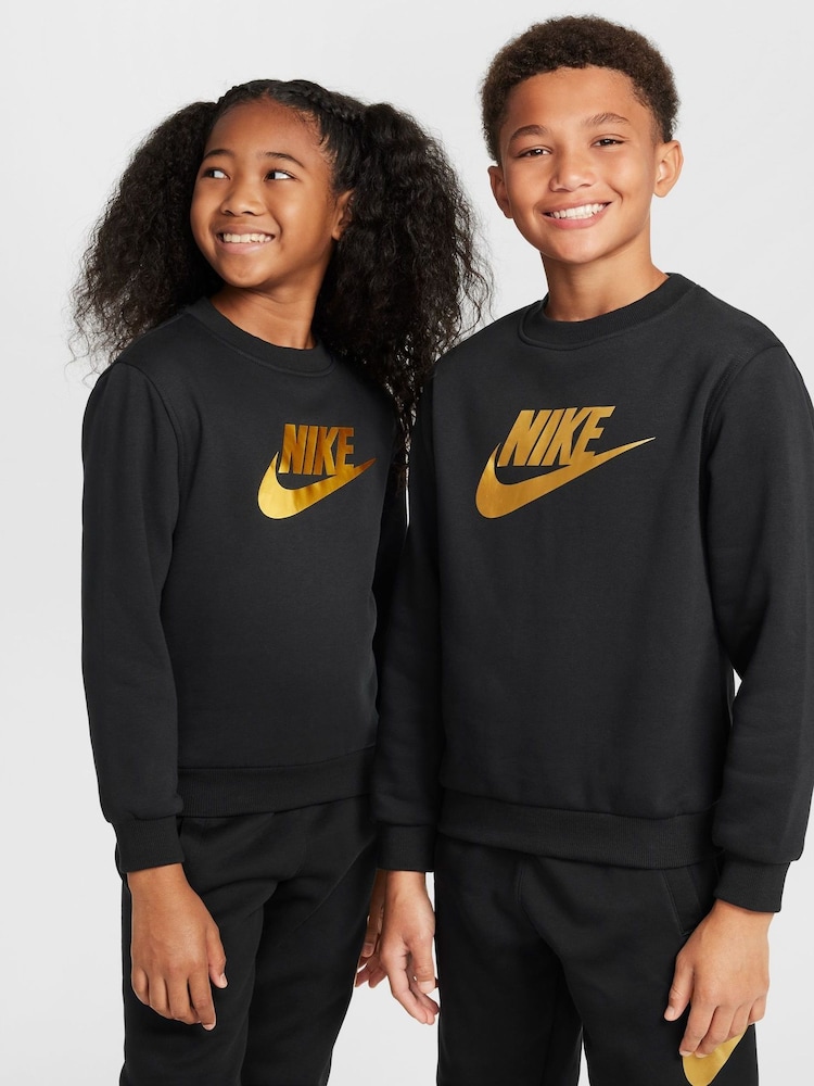 Nike Black Club Fleece HBR Crew Sweatshirt - Image 1 of 7