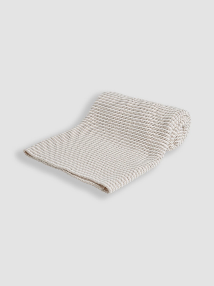 JoJo Maman Bébé Knitted Stripe Blanket Grey - Image 2 of 4