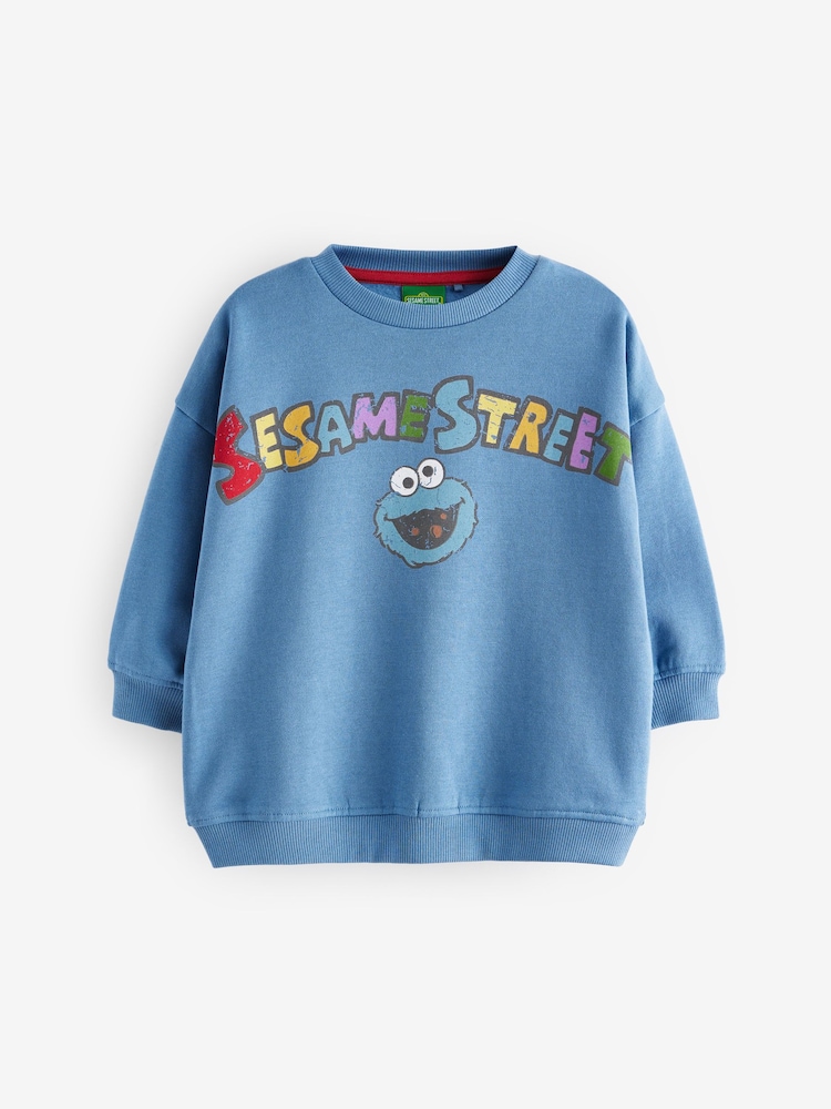 Blue Sesame Street Crew Neck 100% Cotton Sweatshirt (6mths-8yrs) - Image 1 of 4