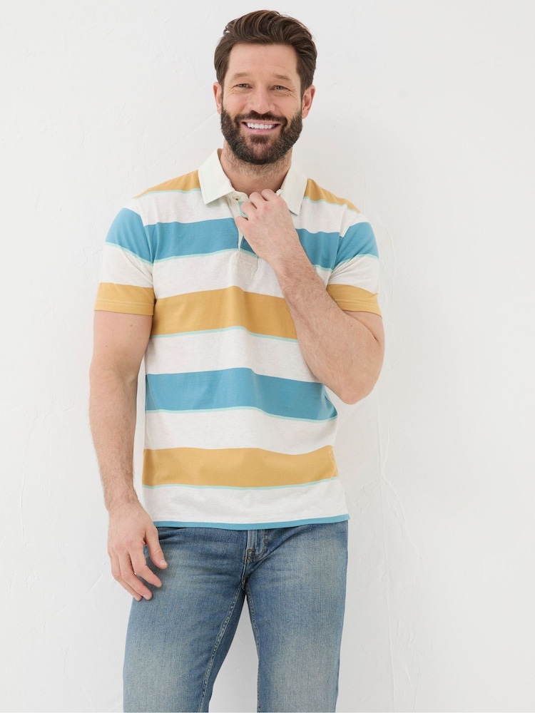 FatFace Hastings Yellow Stripe Polo Shirt - Image 1 of 6