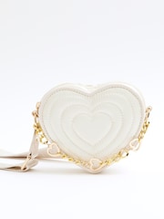 River Island Cream Girls Heart Chain Nylon Bag - Image 1 of 6