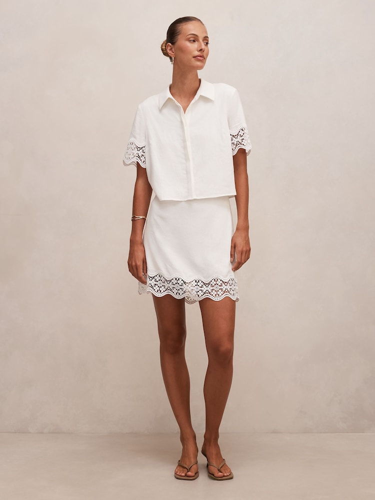 Forever New White Skye Trim Detail Mini Skirt Contains Linen - Image 5 of 5 Forever New White Skye Trim Detail Mini Skirt Contains Linen - Image 5 of 5
