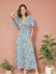 Yumi Maxi-Wickelkleid aus Satin mit Blümchenmuster - Bild 1 von 5