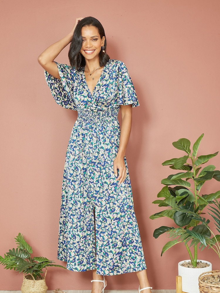 Yumi Maxi-Wickelkleid aus Satin mit Blümchenmuster - Bild 1 von 5