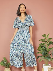 Yumi Maxi-Wickelkleid aus Satin mit Blümchenmuster - Bild 3 von 5