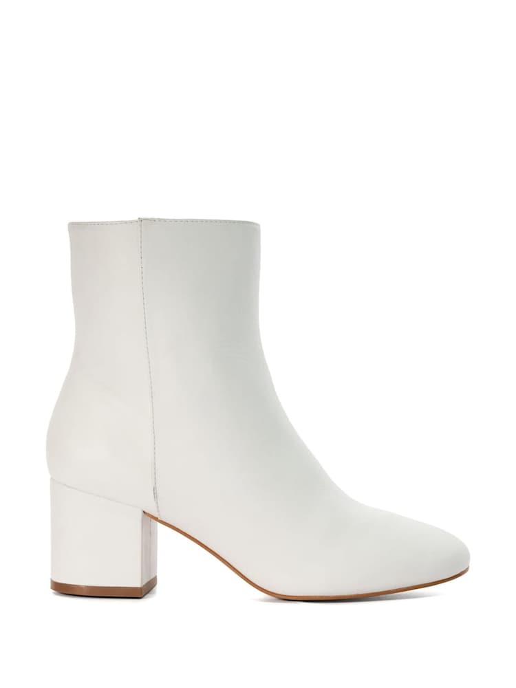 Dune London Cream Ottack Low Block Heel Boots - Image 2 of 4