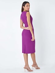 Roman Purple Wrap Draped Crepe Stretch Dress - Image 3 of 5