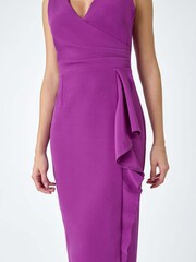 Roman Purple Wrap Draped Crepe Stretch Dress - Image 5 of 5