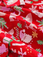 Red Christmas Print Long Sleeve 100% Cotton Jersey Dress (3-16yrs) - Image 7 of 7