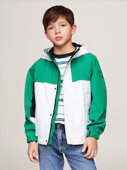 Tommy Hilfiger Green Colorblock Hooded Jacket - Image 1 of 6