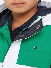 Tommy Hilfiger Green Colorblock Hooded Jacket - Image 3 of 6