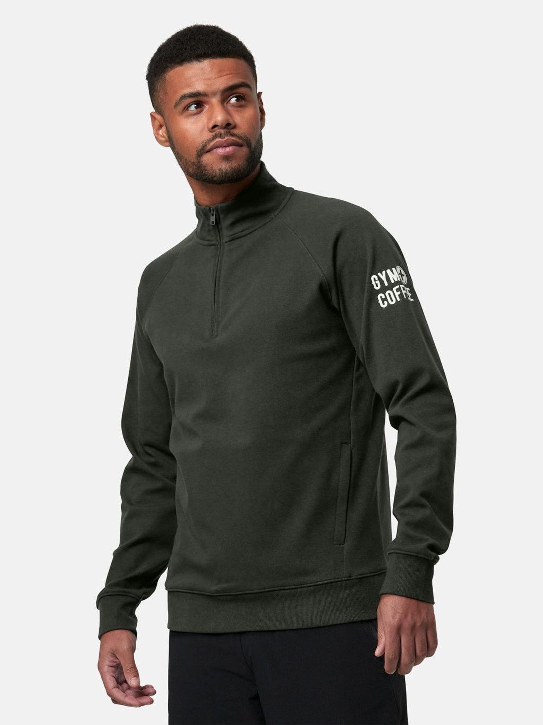 Buy Gym + Coffee Khaki Green Mens Chill Quarter Zip