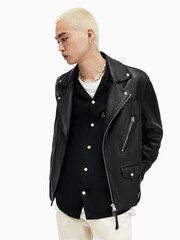 AllSaints Black Biker Warner Jacket - Image 1 of 8