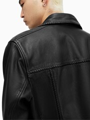 AllSaints Black Biker Warner Jacket - Image 6 of 8